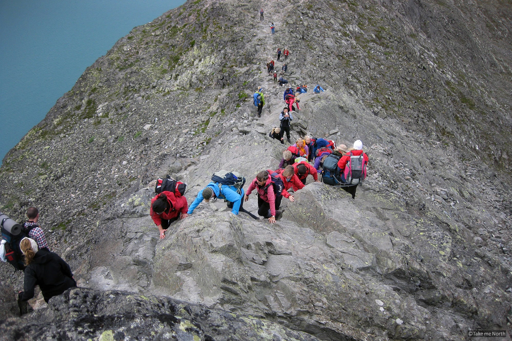 The ascent of the Besseggen ridge