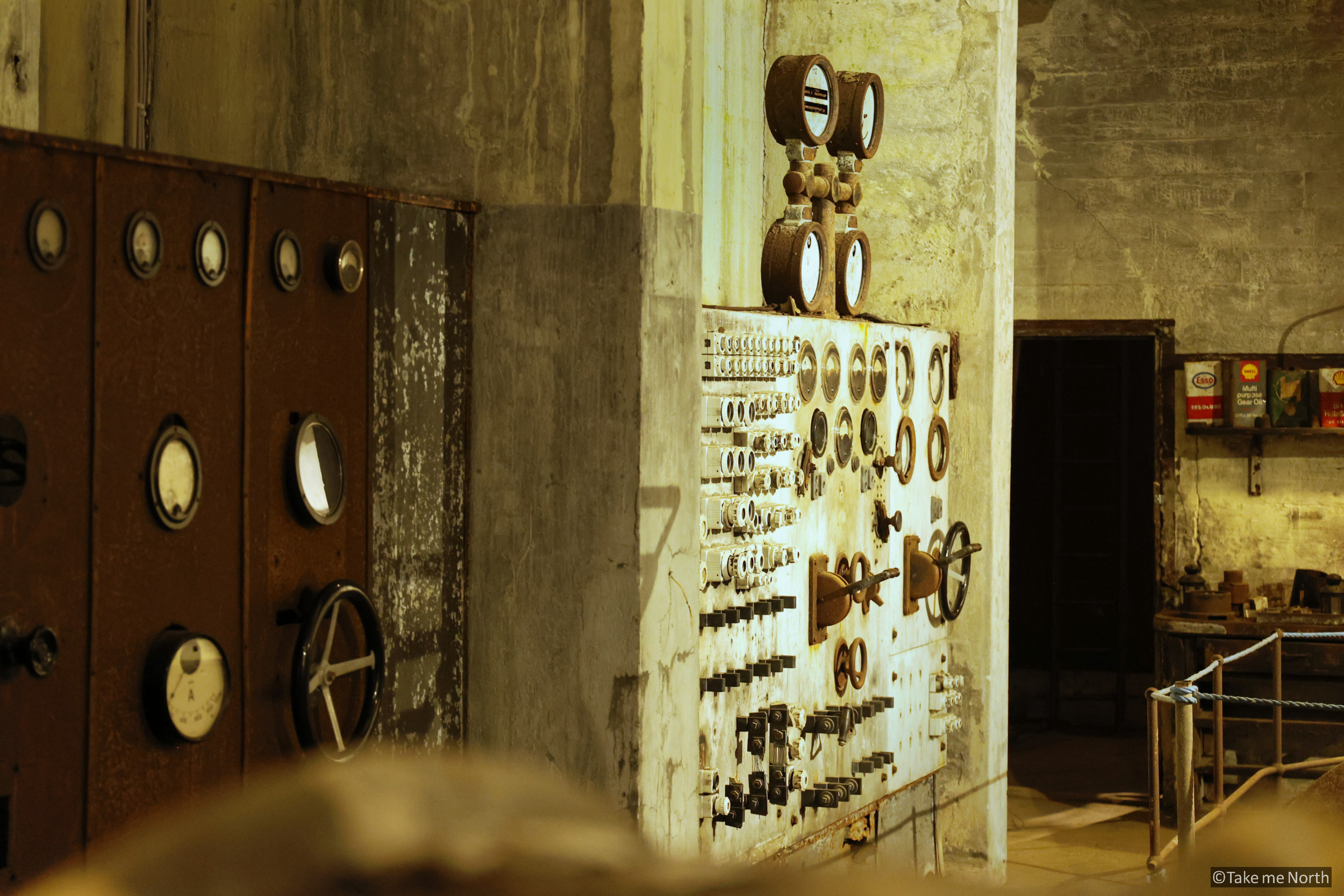 The generator room with its control panels.